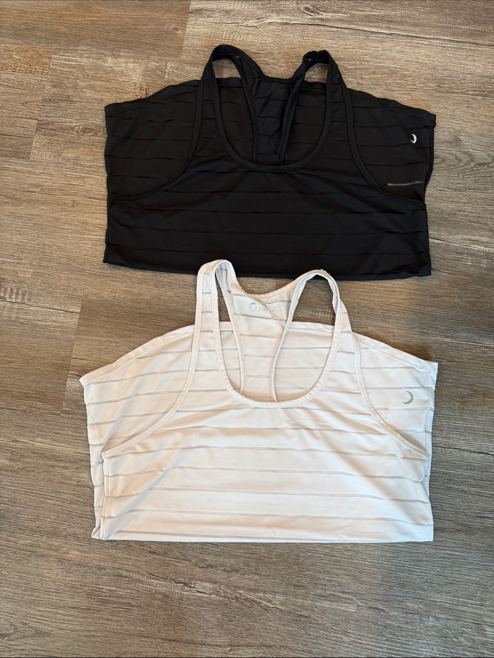 ZYIA Striped Racerback Tank Duo - Black & White